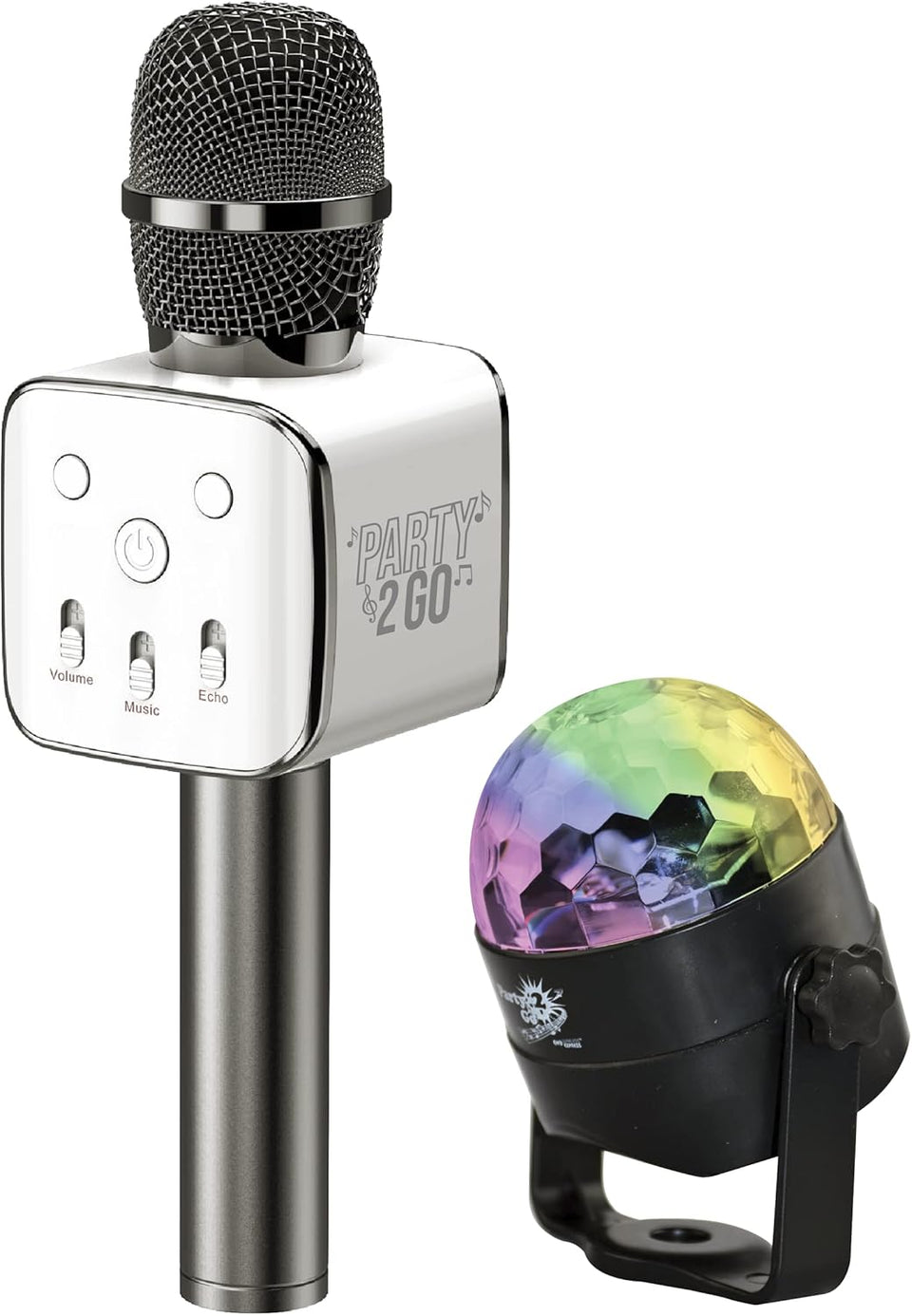 Party2 Go Karaoke Mic Disco Ball Combo
