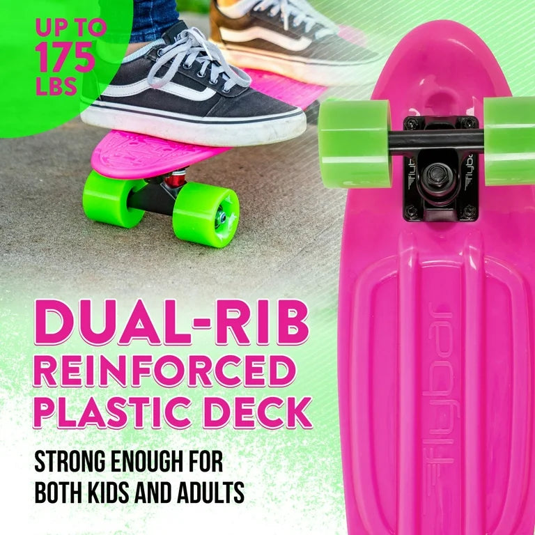 Flybar 22" Plastic Cruiser - Pink /Green LED Wheels