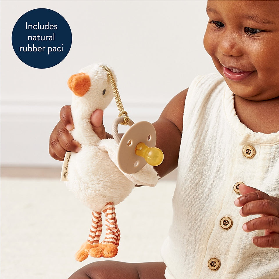 Bitzy Pal Natural Rubber Pacifier & Plush Goose