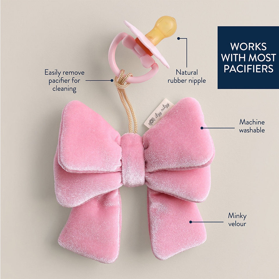 Bitzy Pal Natural Rubber Pacifier & Plush Bow