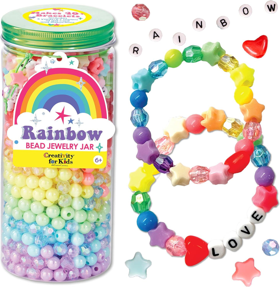 Rainbow Bead Jewelry Jar