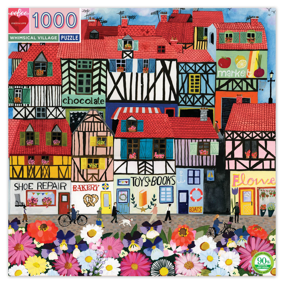 Whimsical Village 1000 Piece Puzzle eeboo